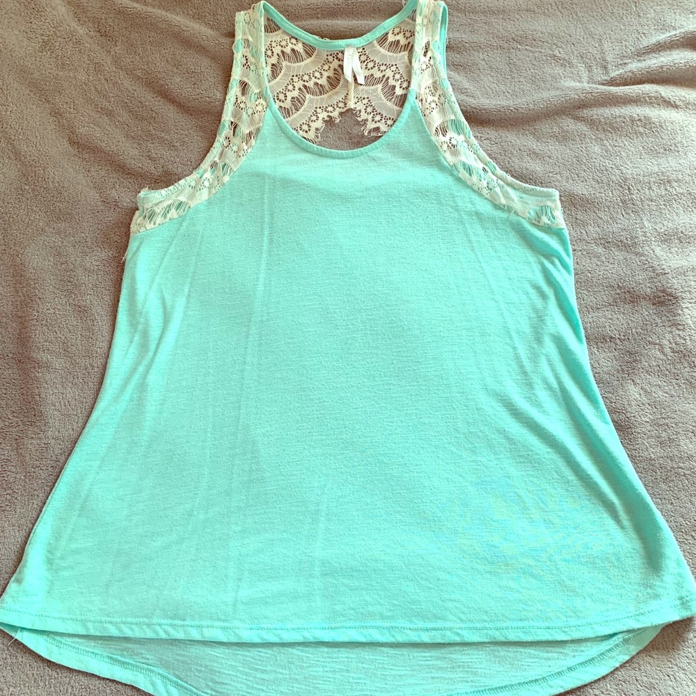 Light Aqua tank with Lacey floral racer back